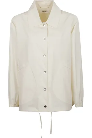 Jil Sander Kurtki, Kobieta, Beżowy, S, Bawełniana marynarka z retro nadrukiem logo