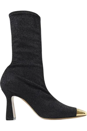 Maria Luca Buty, Kobieta, Czarny, 36 EU, Złote Glitter Ankle Botki z czubkiem