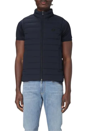 Emporio Armani Kurtki, Mężczyzna, Niebieski, S, Niebieski Kamizelka Ocieplana