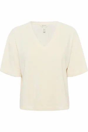 Part Two Koszulki, Kobieta, Beżowy, 2XL, T-shirt z dekoltem V Eggnog Krótki rękaw
