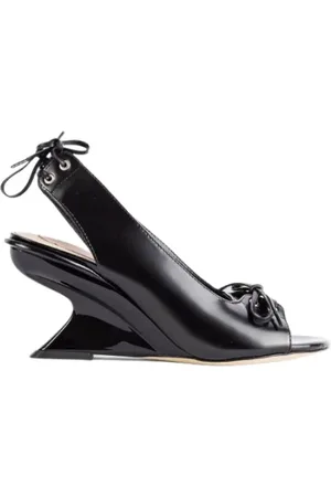 Simone Rocha Buty, Kobieta, Czarny, 37 EU, Skóra, Czarne Obcasy ze Snurkiem