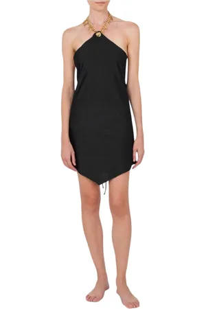 Moschino Sukienki, Kobieta, Czarny, M, Sukienka Mini z Ozdobą i Sznurkiem