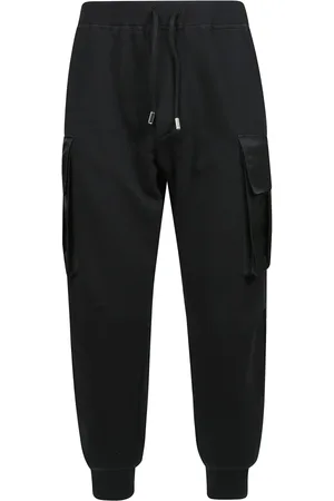 Dsquared2 Spodnie, Mężczyzna, Czarny, XL, Nylon, Spodnie Joggingowe Cargo z Wiązanym Pasem