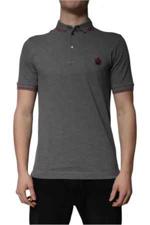 Dolce & Gabbana Koszulki, Mężczyzna, Szary, M, Polo z Koronkowym Haftem