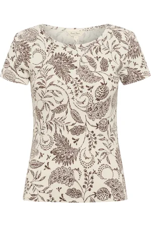 Part Two Koszulki, Kobieta, brązowy, S, T-shirt w paski z nadrukiem Paisley