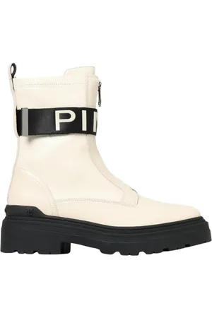 Pinko Buty, Kobieta, Biały, 40 EU, Białe Płaskie Botki na Kostkę