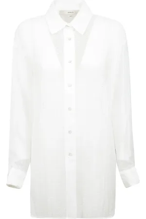 REMAIN Birger Christensen Bluzki, Kobieta, Biały, XS, Oversize Koszula z Wzorem