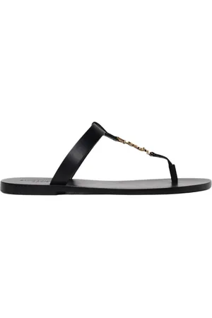 Saint Laurent Buty, Mężczyzna, Czarny, 42 EU, Czarne Skórzane Sandały dla Mężczyzn