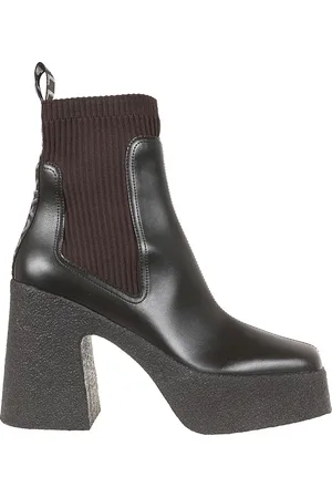 Stella McCartney Buty, Kobieta, brązowy, 39 EU, Brązowe Botki z Teksturowanym Koturnem