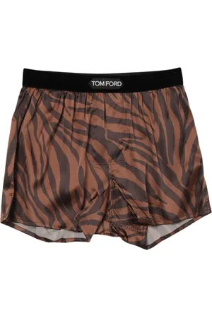 Tom Ford Bielizna, Mężczyzna, brązowy, XL, Luksusowe Zebra Print Boxer Shorts