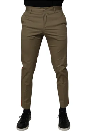 Dolce & Gabbana Spodnie, Mężczyzna, Zielony, S, Ciemno Khaki Spodnie Tapered