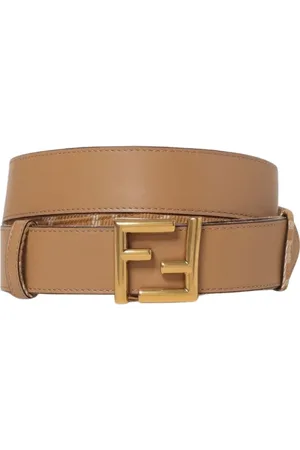 Fendi Akcesoria, Kobieta, Beżowy, 80 CM, Ikoniczny Pasek Skórzany z Logo