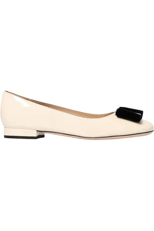 Tom Ford Buty, Kobieta, Biały, 40 EU, Białe Lakierowane Baleriny z Kokardą