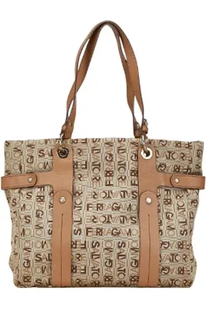Salvatore Ferragamo Pre-owned, Kobieta, Beżowy, ONE SIZE, Pre-owned Canvas totes
