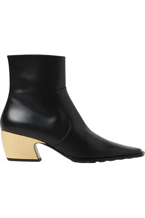 Bottega Veneta Buty, Kobieta, Czarny, 37 EU, Czarne Skórzane Botki Złoty Obcas