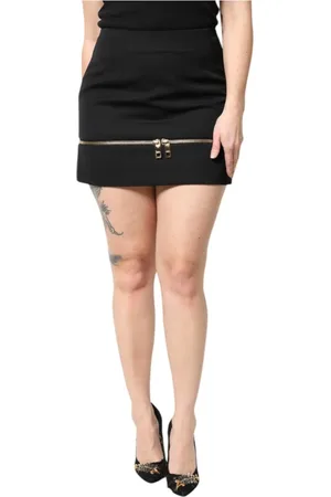 Dolce & Gabbana Spódnice, Kobieta, Czarny, 2XS, Luksusowa Wełniana Mini Spódnica z Jedwabiem