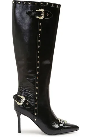VERSACE Buty, Kobieta, Czarny, 36 EU, Czarne botki na kostce dla kobiet