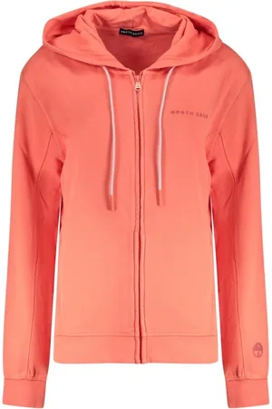 North Sails Bluzy, Kobieta, Różowy, L, Różowy Sweter z Kapturem z Bawełny z Tłoczonym Nadrukiem