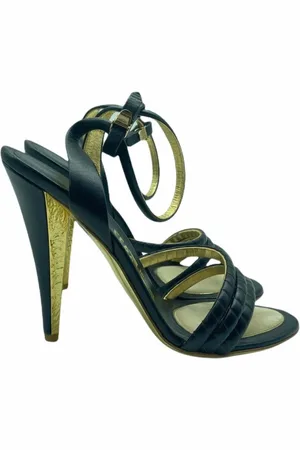 Salvatore Ferragamo Buty, Kobieta, Zielony, 39 EU, Skórzane Sandały z Obcasem 10cm