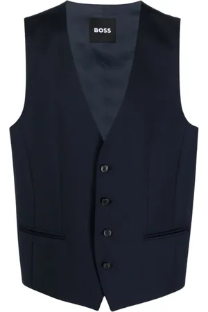 HUGO BOSS Garnitury, Mężczyzna, Niebieski, M, Wełna, Dopasowany Zestaw Kamizelki