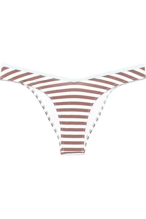 Frankies Bikinis Stroje kąpielowe, Kobieta, brązowy, S, Pasujący do plaży w paski ziemia brązowy z wykończeniem
