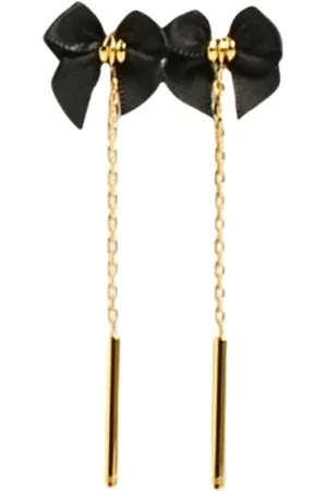 Elisabetta Franchi Akcesoria, Kobieta, Czarny, ONE SIZE, Czarne metalowe kolczyki