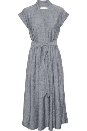 INWEAR Sukienki, Kobieta, Niebieski, L, Granatowa Melanżowa Sukienka z Paskiem