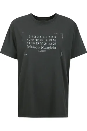 Maison Margiela Koszulki, Kobieta, Czarny, L, Bawełniana koszulka z dżerseju z nadrukiem logo numerowego