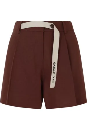 GAËLLE Szorty, Kobieta, Czerwony, XS, Len, Brązowe Szorty z Lnu Elegancki Wszechstronny Design