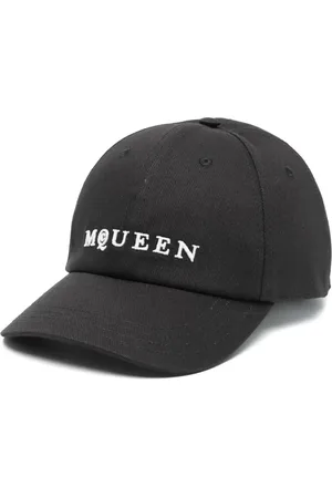 Alexander McQueen Akcesoria, Mężczyzna, Czarny, M, Czarna Zagięta Czapeczka z Regulacją