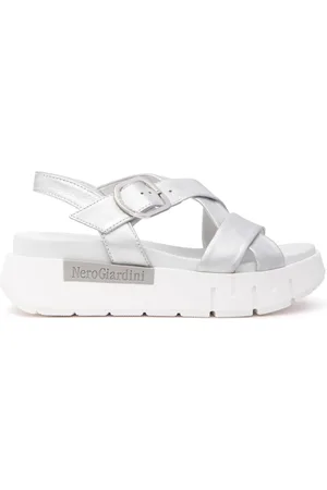 Nero Giardini Buty, Kobieta, Szary, 36 EU, Srebrne Sandały Platforma Zapięcie na sprzączkę