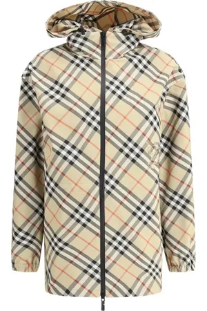 Burberry Kurtki, Kobieta, brązowy, L, Trendy Check Hooded Jacket