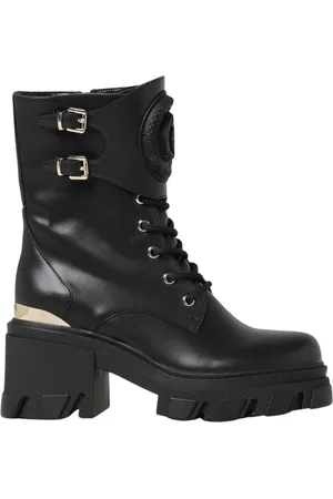 Roberto Cavalli Buty, Kobieta, Czarny, 40 EU, Czarne Lace Up Platform Ankle Botki