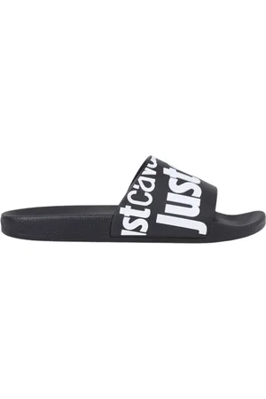 Roberto Cavalli Buty, Mężczyzna, Czarny, 44 EU, Logo Print Czarne Sandały