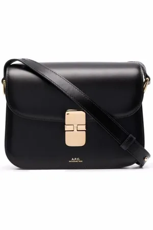 A.P.C. Torebki, Kobieta, Czarny, ONE SIZE, Skóra, Czarna Skórzana Torba na Ramię