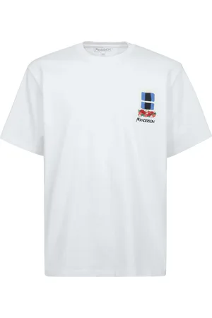 J.W.Anderson Koszulki, Mężczyzna, Biały, L, Biała T-shirt z Okrągłym Dekoltem i Krótkim Rękawem