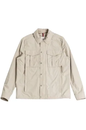 Moncler Kurtki, Mężczyzna, Beżowy, L, Nylon, Kurtka Koszulowa z Odpornoscią na Wodę Beżowa