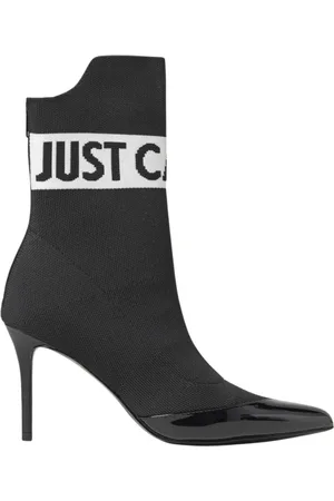 Roberto Cavalli Buty, Kobieta, Czarny, 40 EU, Czarne Zestawione Skarpety z Lakierowanym Nosem