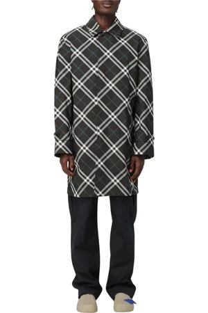 Burberry Płaszcze, Mężczyzna, Wielobarwność, M, Wielobarwna Krata Długi Płaszcz