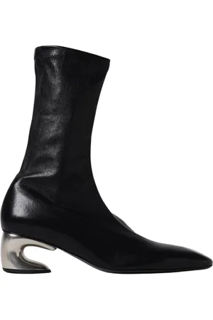 Jil Sander Buty, Kobieta, Czarny, 40 EU, Czarne Skórzane Botki Z Wysokim Obcasem