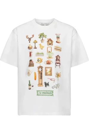 J.W.Anderson Koszulki, Mężczyzna, Biały, L, Bawełna, Biały T-shirt z nadrukiem Dioramy