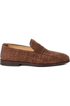 Brunello Cucinelli Buty, Mężczyzna, brązowy, 40 EU, Brązowe Buty Slip-On z Dziurką na Monetę