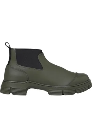 Ganni Buty, Kobieta, Zielony, 40 EU, Grube Podeszwy Botki Styl Militarny