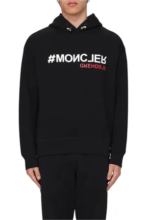 Moncler Bluzy, Mężczyzna, Czarny, XL, Bluza z nadrukiem logo
