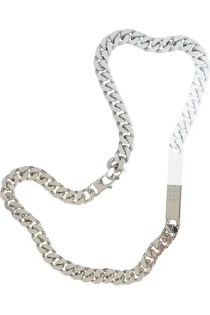 Maison Margiela Akcesoria, Kobieta, Szary, ONE SIZE, Srebrny łańcuszek z numerami