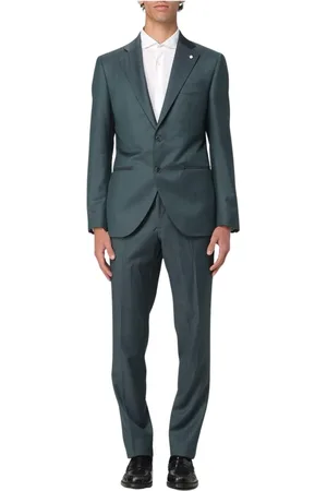 LUIGI BIANCHI MANTOVA Garnitury, Mężczyzna, Zielony, M, Zielony Dwuczęściowy Garnitur Slim Fit
