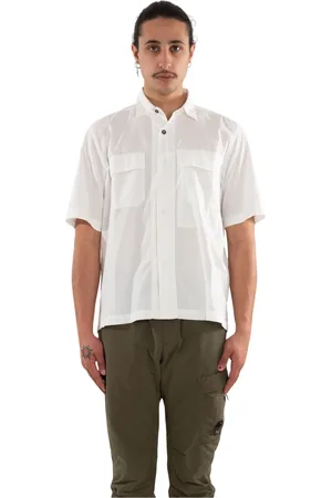 C.P. Company Koszule, Mężczyzna, Biały, 2XL, Ripstop Boxy Koszula z Krótkim Rękawem