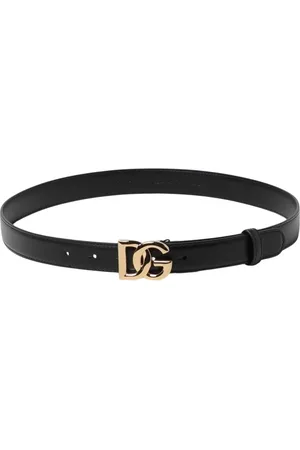 Dolce & Gabbana Akcesoria, Kobieta, Czarny, 75 CM, Czarny skórzany pasek z logo DG
