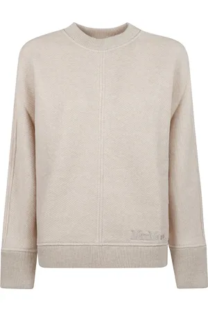 Max Mara Swetry, Kobieta, Beżowy, L, Bawełna, Miękki Bawełniany Sweter Boxy