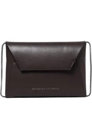 Brunello Cucinelli Torebki, Kobieta, brązowy, ONE SIZE, Ciemna Koperta ze Skóry